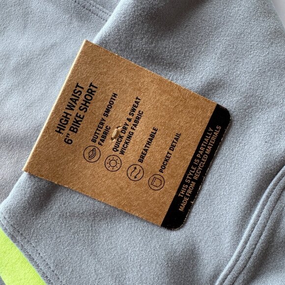 PINK Victoria's Secret Activewear Set Sports Bra and Bike Shorts Gray Lime Green - Picture 15 of 16